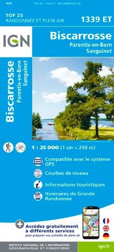 IGN Biscarosse.Lacs De Cazaux Et De Sanguinet, De Biscarosse Et De Parentis - Carte topographique | Hardloop
