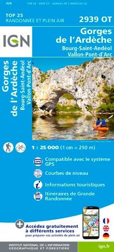 IGN Gorges De L'Ardêche.Bourg-Saint-Andéol.Vallon-Pont-D'Arc - Carte topographique | Hardloop