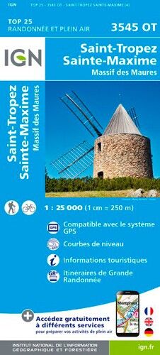 IGN Saint-Tropez.Sainte-Maxime.Massif Des Maures - Carte topographique | Hardloop
