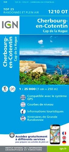 IGN Cherbourg-En-Cotentin.Cap De La Hague - Carte topographique | Hardloop