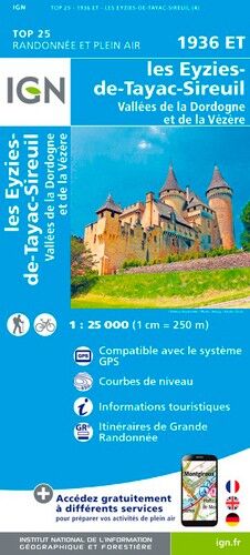 IGN Les Eyzies / Vallées De La Dordogne Et De La Vézère - Carte topographique | Hardloop