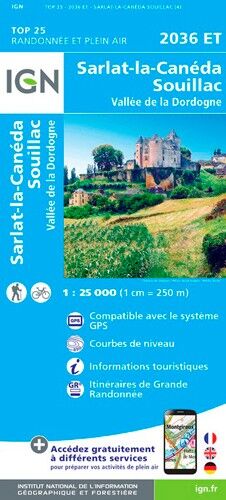 IGN Sarlat Souillac / Vallée De La Dordogne - Carte topographique | Hardloop