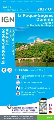 IGN La Roque-Gageac Domme / Gourdon Vallée De La Dordogne - Carte topographique | Hardloop