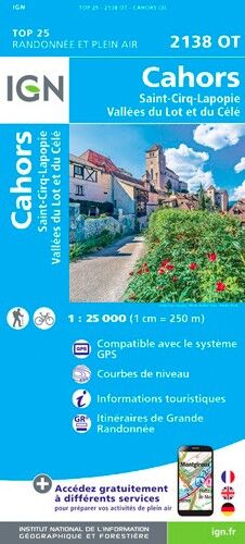 IGN Cahors Saint-Cirq-Lapopie / Vallées Du Lot Et Du Célé - Carte topographique | Hardloop