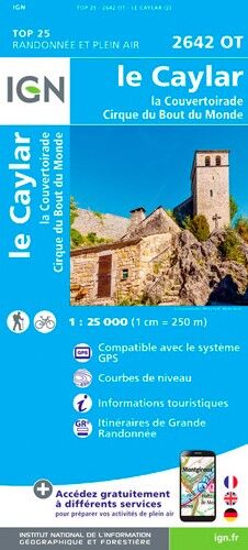 IGN Le Caylar La Couvertoirade.Cirque Du Bout Du Monde - Mapa topograficzna | Hardloop