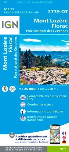 IGN Mont Lozère.Florac.Pn Des Cévennes - Carte topographique | Hardloop