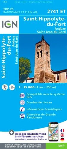 IGN Saint-Hippolyte-Du-Fort.Anduze Saint-Jean-Du-Gard - Carte topographique | Hardloop