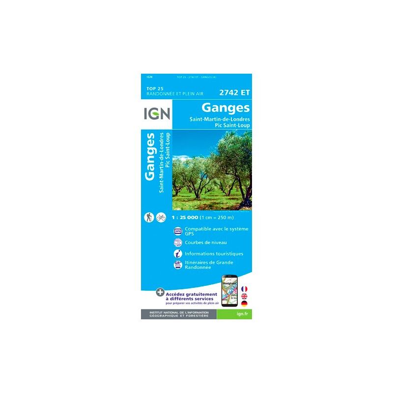 Ganges.Saint-Martin-De-Londres Pic Saint-Loup - Mapa topográfico