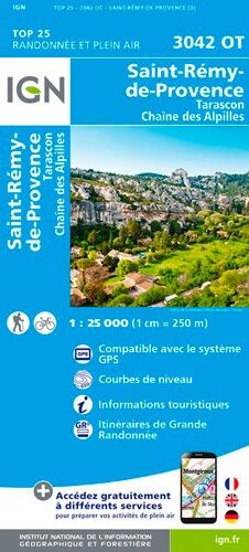 IGN Tarascon. St-Rémy-De-Provence. Chaîne Des Alpilles - Carte topographique | Hardloop