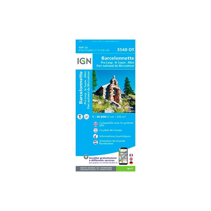 IGN Barcelonnette.Pra-Loup.Le Sauze.Allos.Pn Du Mercantour - Mapa topograficzna | Hardloop