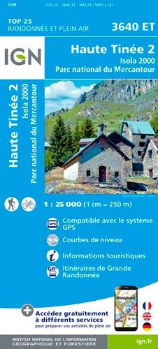 IGN Haute Tinée 2.Isola 2000.Pn Du Mercantour - Mapa topograficzna | Hardloop