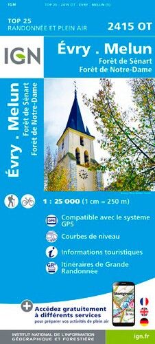 IGN Evry / Melun / Forêts De Notre Dame De Sénart Et De Rougeau - Carte topographique | Hardloop