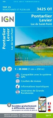 IGN Pontarlier.Levier-Lac De St-Point - Carte topographique | Hardloop