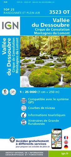 IGN Vallée Du Dessoubre-Cirque De Consolation.Montagnes Du Lomont - Carte topographique | Hardloop