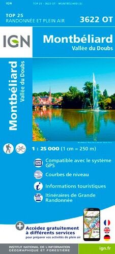 IGN Montbéliard-Vallée Du Doubs - Carte topographique | Hardloop