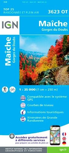 IGN Maîche-Gorges Du Doubs - Carte topographique | Hardloop