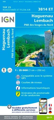IGN Haguenau.Lembach.Pnr Des Vosges Du Nord - Carte topographique | Hardloop