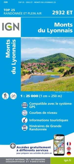 IGN Monts Du Lyonnais - Mapa topograficzna | Hardloop