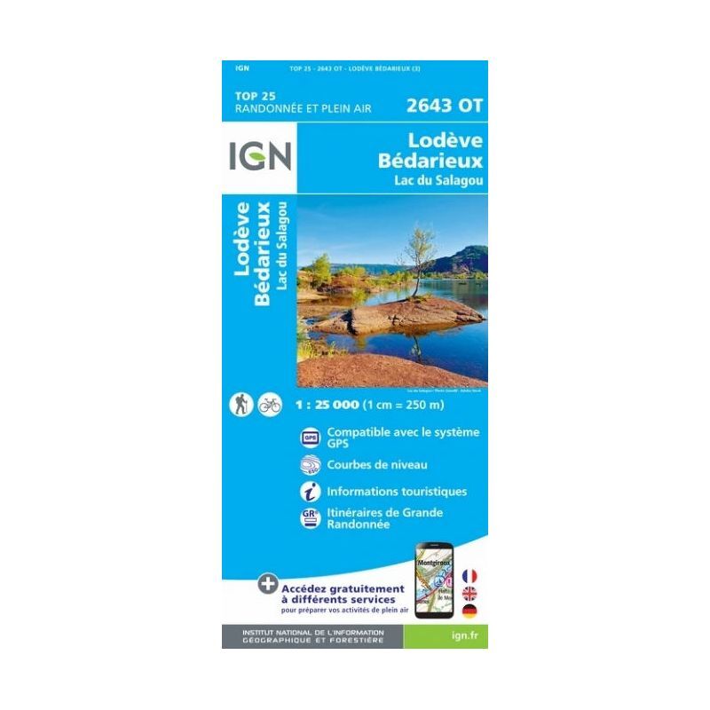 IGN Lodève / Bédarieux-Lac De Salagou - Mapa topograficzna | Hardloop