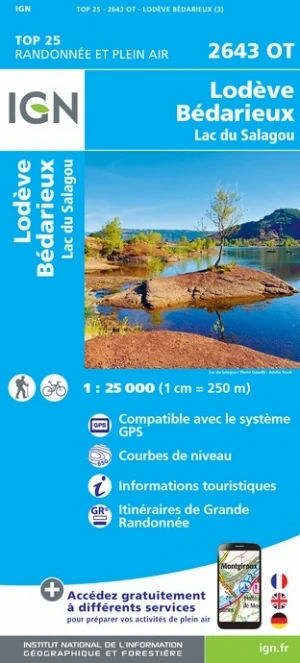 IGN Lodève / Bédarieux-Lac De Salagou - Carte topographique | Hardloop