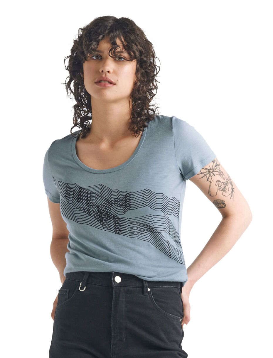 Icebreaker Tech Lite SS Scoop St Anton - Camiseta de merino - Mujer I Hardloop