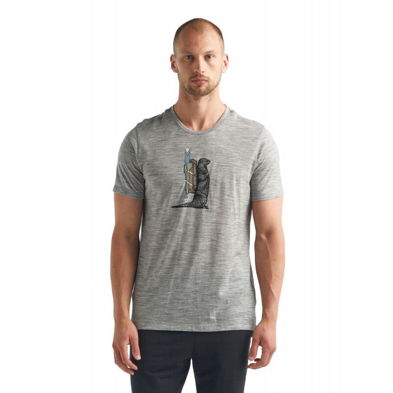 icebreaker Tech Lite Short Sleeve Crewe Otter Paddle - Camiseta de lã merino homem | Hardloop
