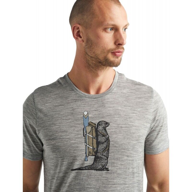 Icebreaker Tech Lite Short Sleeve Crewe Otter Paddle - Merino-shirt Herrer I Hardloop