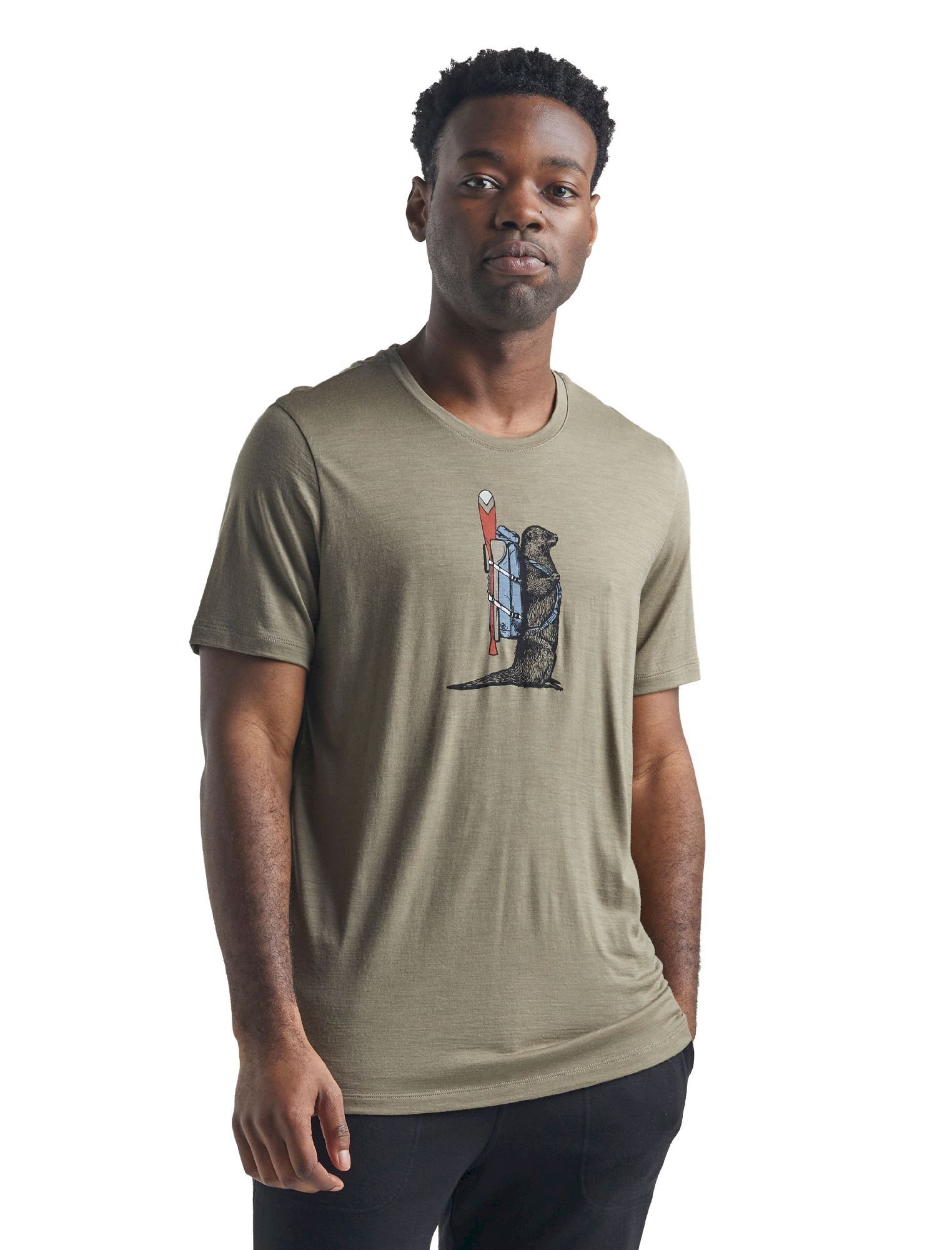 Icebreaker Tech Lite Short Sleeve Crewe Otter Paddle - T-shirt en laine mérinos homme I Hardloop | Hardloop