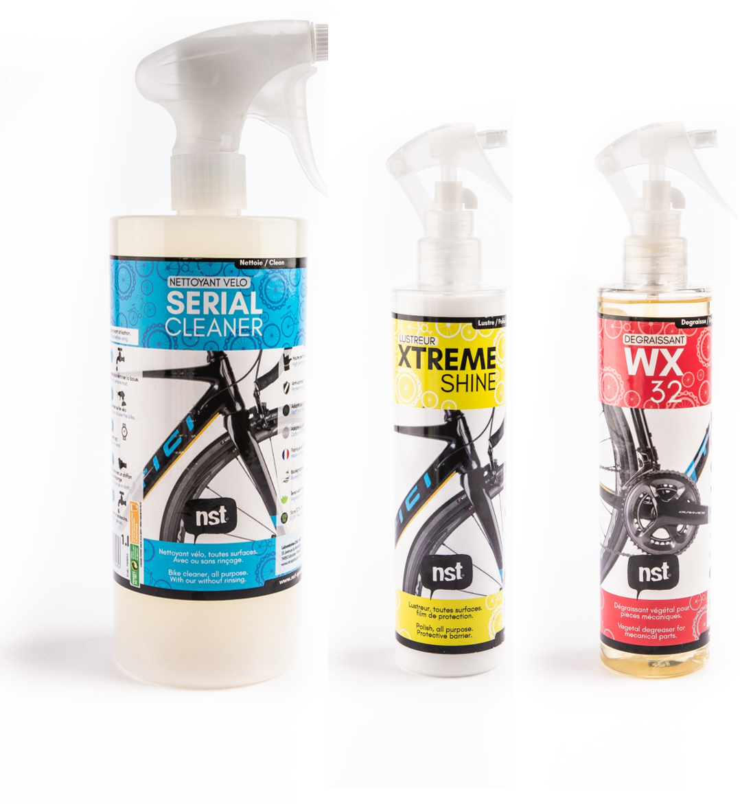 NST Serial Cleaner + WX32 + Xtreme Shine - Kit nettoyage vélo | Hardloop
