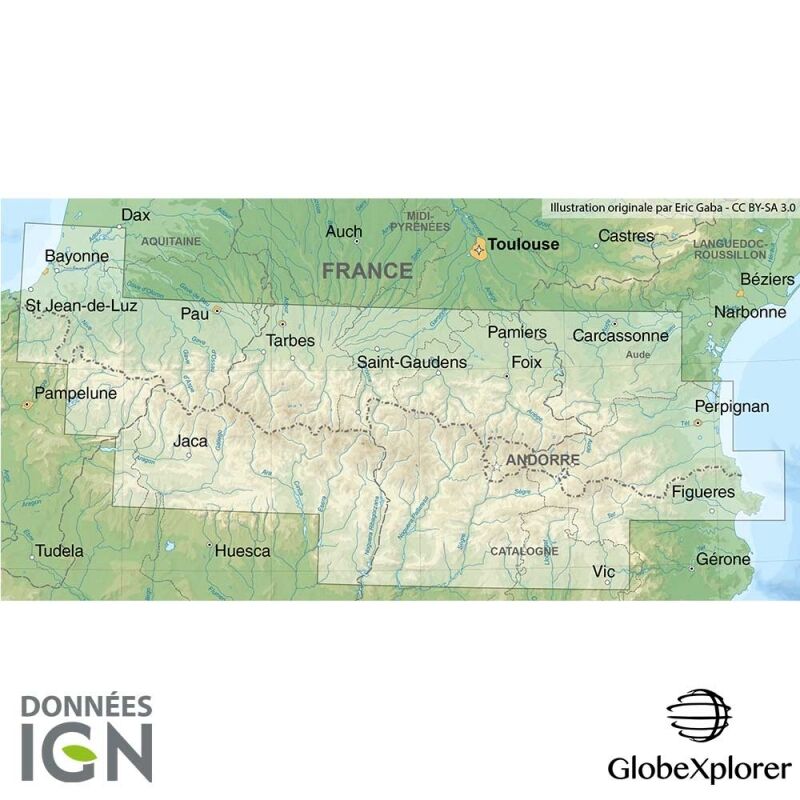 Globexplorer Carte Topographique des Pyrénées - Mapa topograficzna | Hardloop