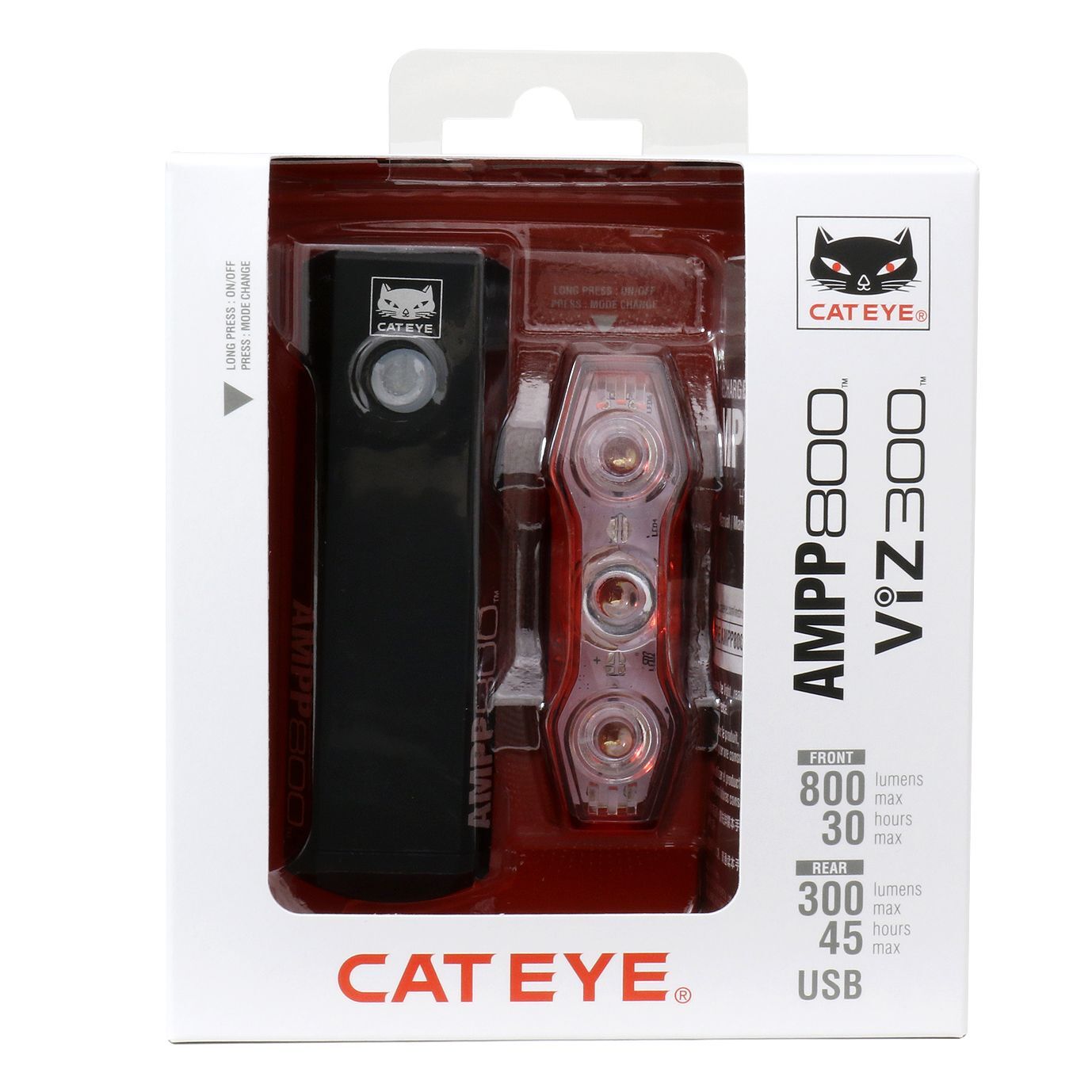 Cateye Ampp 800 & Viz 300 - Cykelbelysningssats
