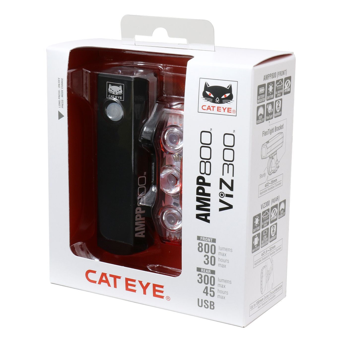 Cateye Ampp 800 & Viz 300 - Fietsverlichtingsset