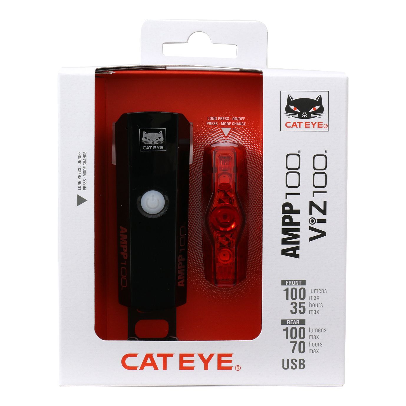 Cateye Ampp 100 & Viz 100 - Fahrradlampen Set