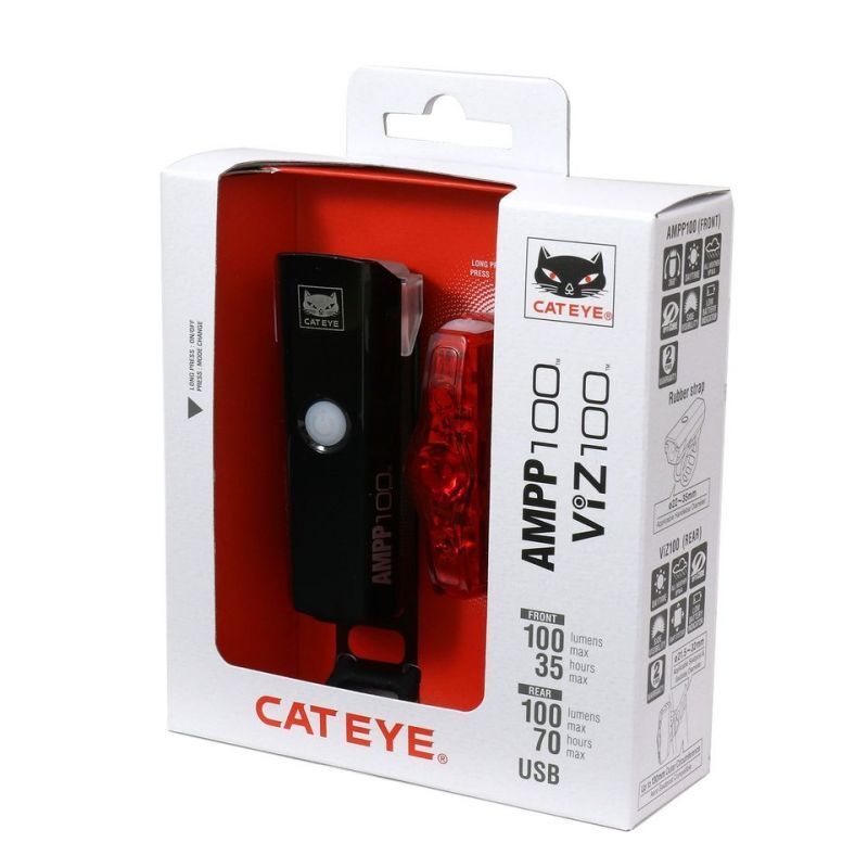 Cateye Ampp 100 & Viz 100 - Fietsverlichtingsset
