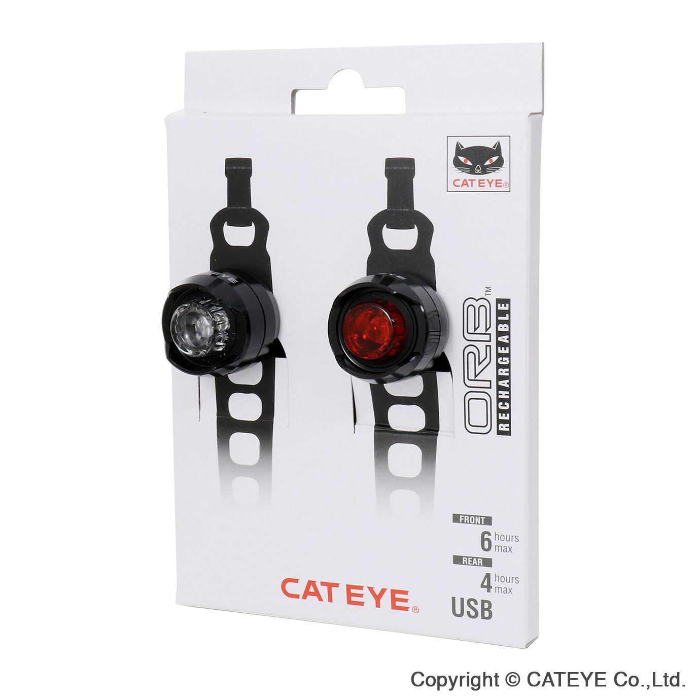 Cateye Orb Rechargeable F/R Seat Polished Black - Bicycle lights sets