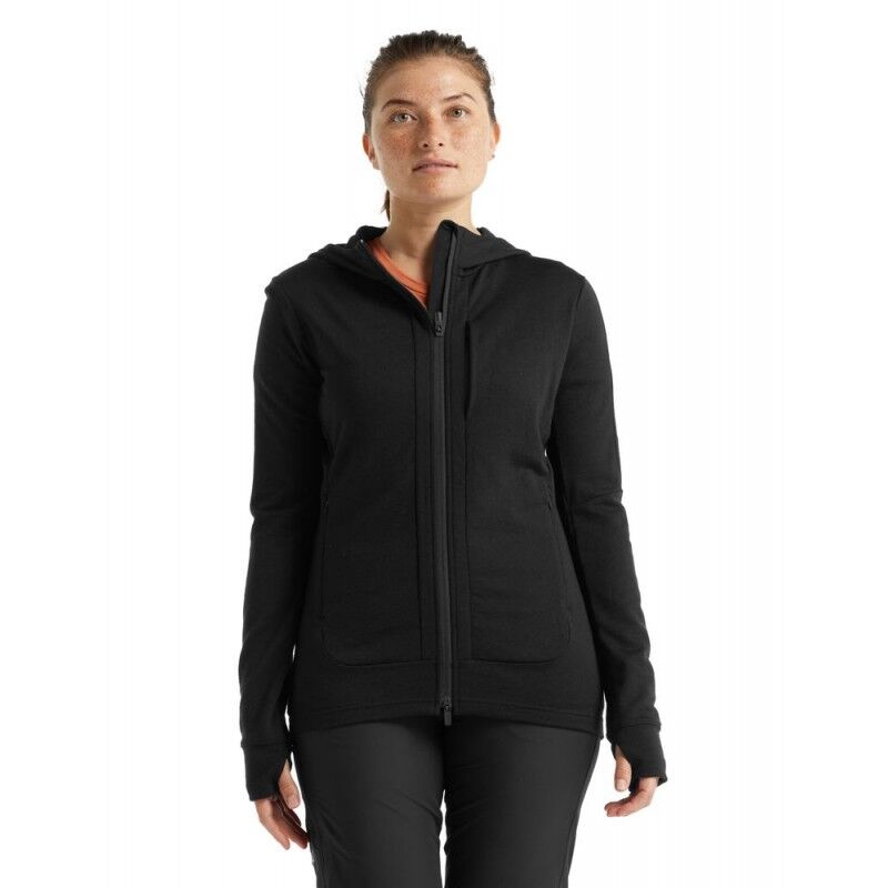 Icebreaker Quantum III LS Zip Hood - Merino Fleecejacka Dam I Hardloop