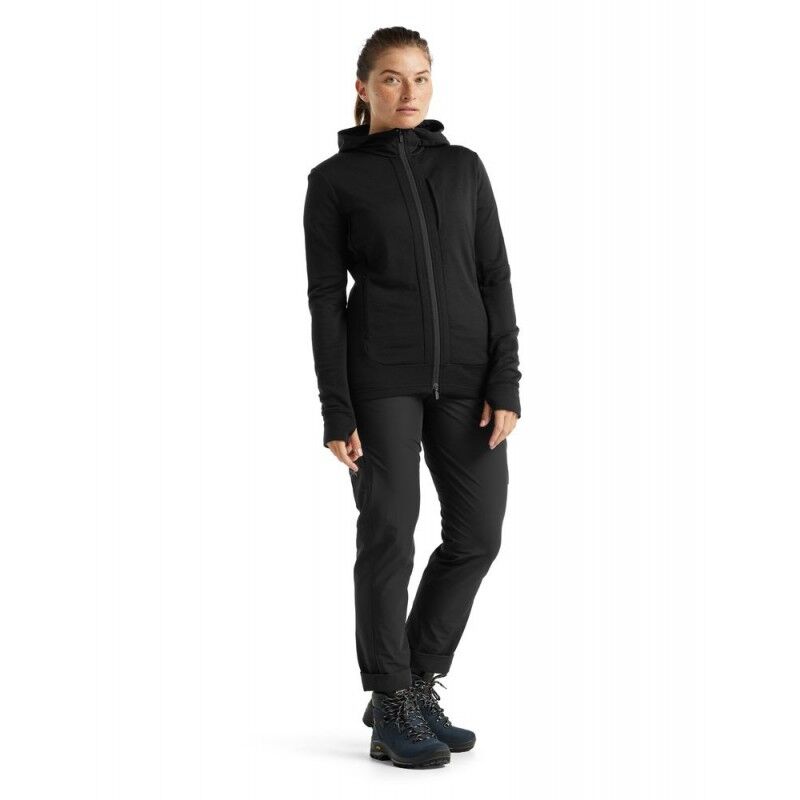 Icebreaker Quantum III LS Zip Hood - Merino Fleecejacka Dam I Hardloop