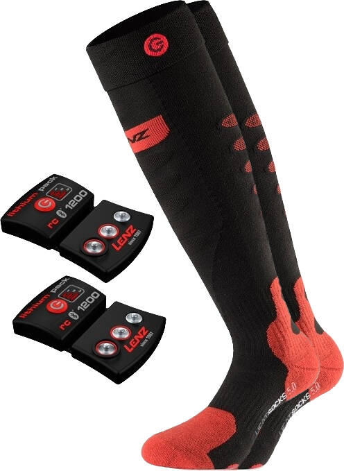 Lenz Set Of Heat Sock 5.0 Toe Cap Slim Fit + Lithium Pack RCB 1200 - Lyžařské ponožky | Hardloop