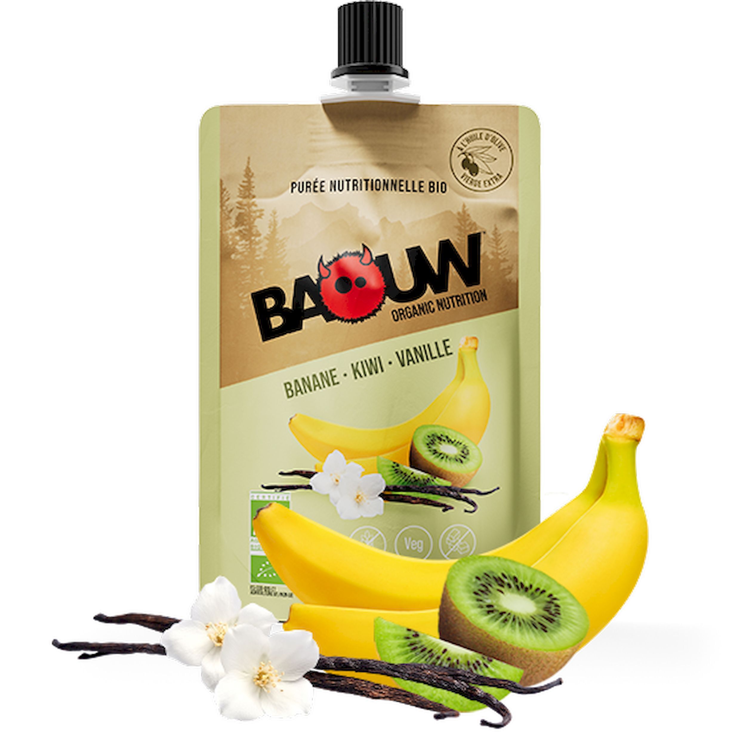 Baouw Banane-Kiwi-Vanille - Compota y puré energéticos | Hardloop