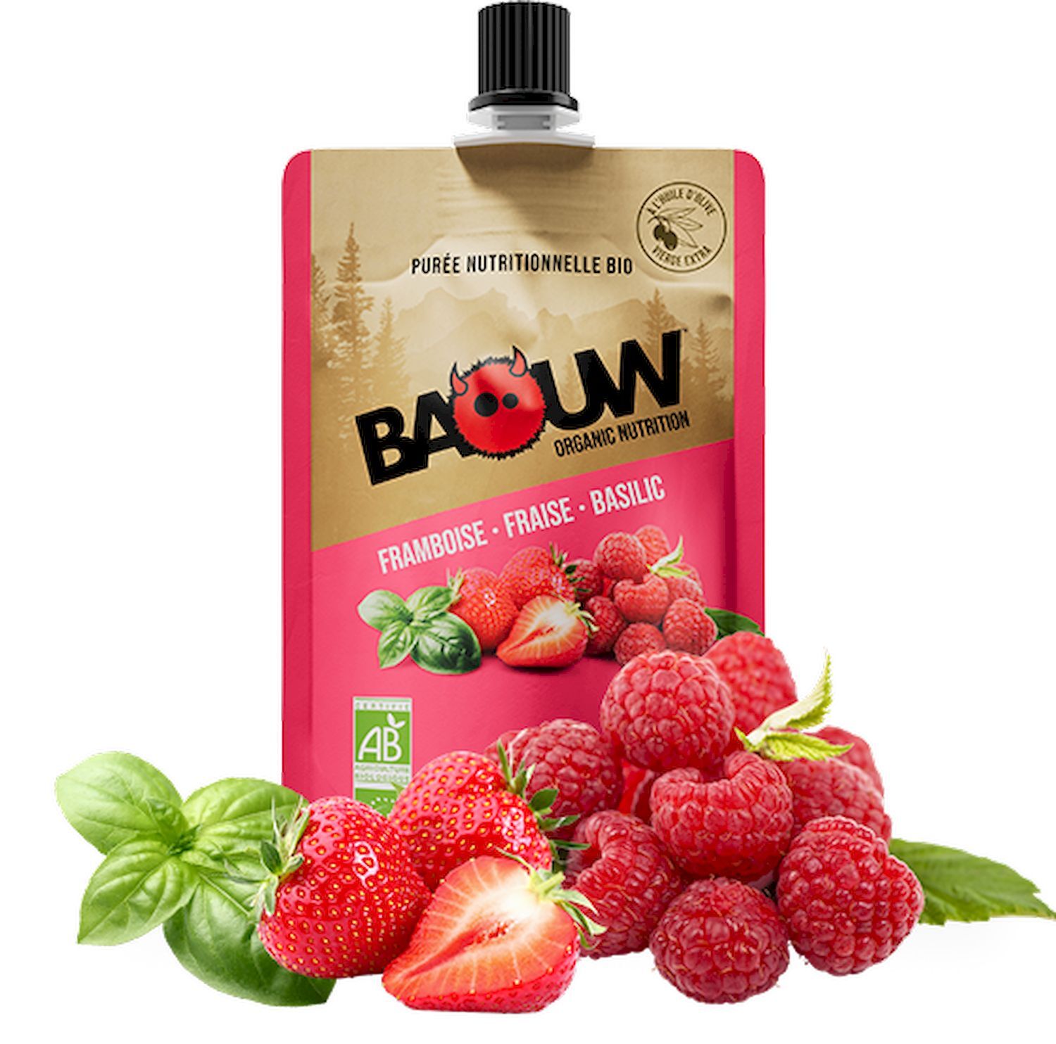 Baouw Framboise-Fraise-Basilic - Energikompott & puréer | Hardloop