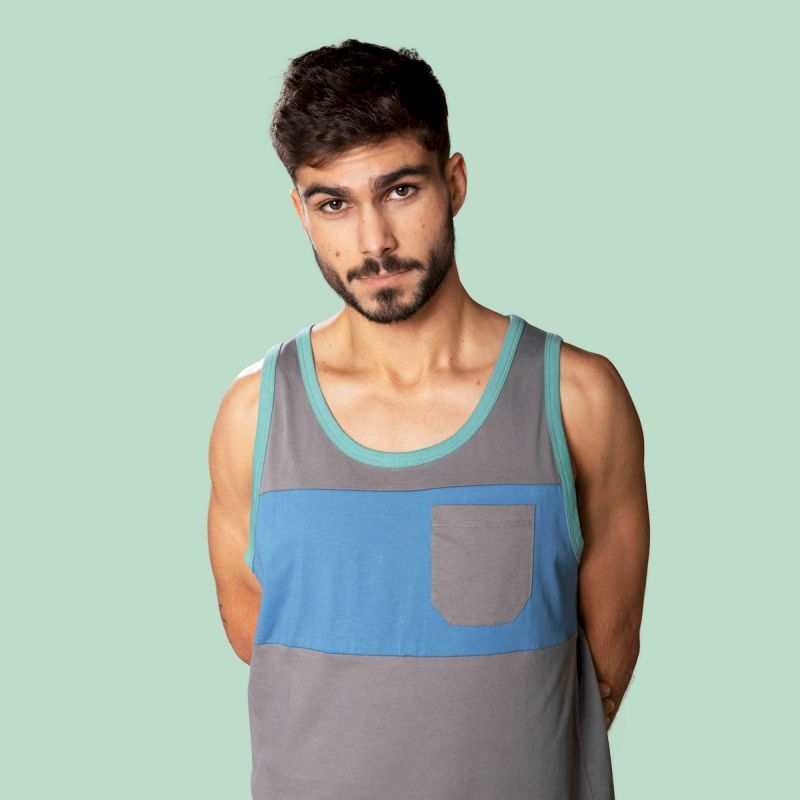Snap Two-Colored Pocket Tank Top - Men's