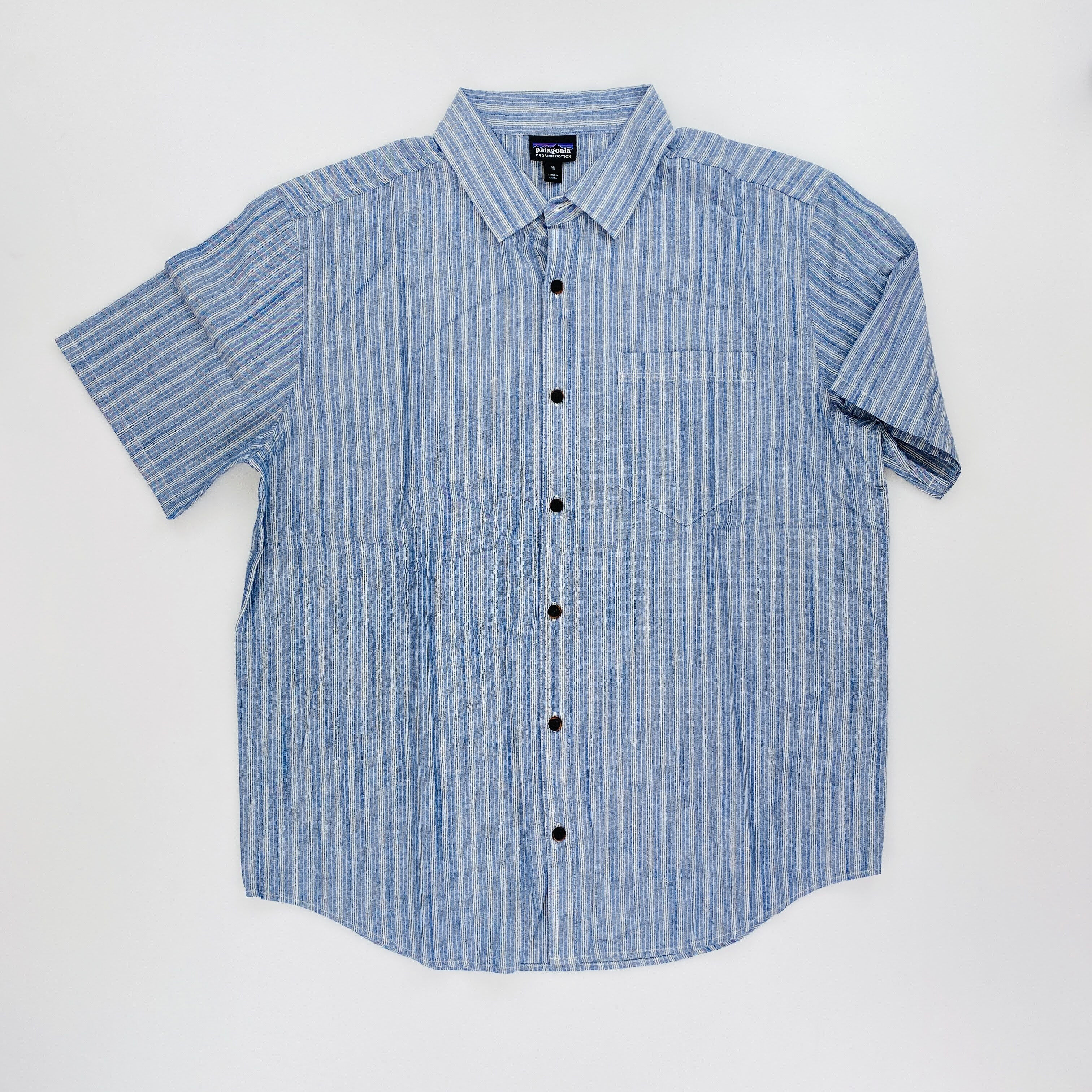 Patagonia M's Organic Cotton Slub Poplin Shirt - Tweedehands Overhemd - Heren - Blauw - M | Hardloop