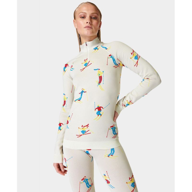 Sweaty Betty Ski Jacquard 1/2 Zip Ski Base Layer Top - Intimo - Donna
