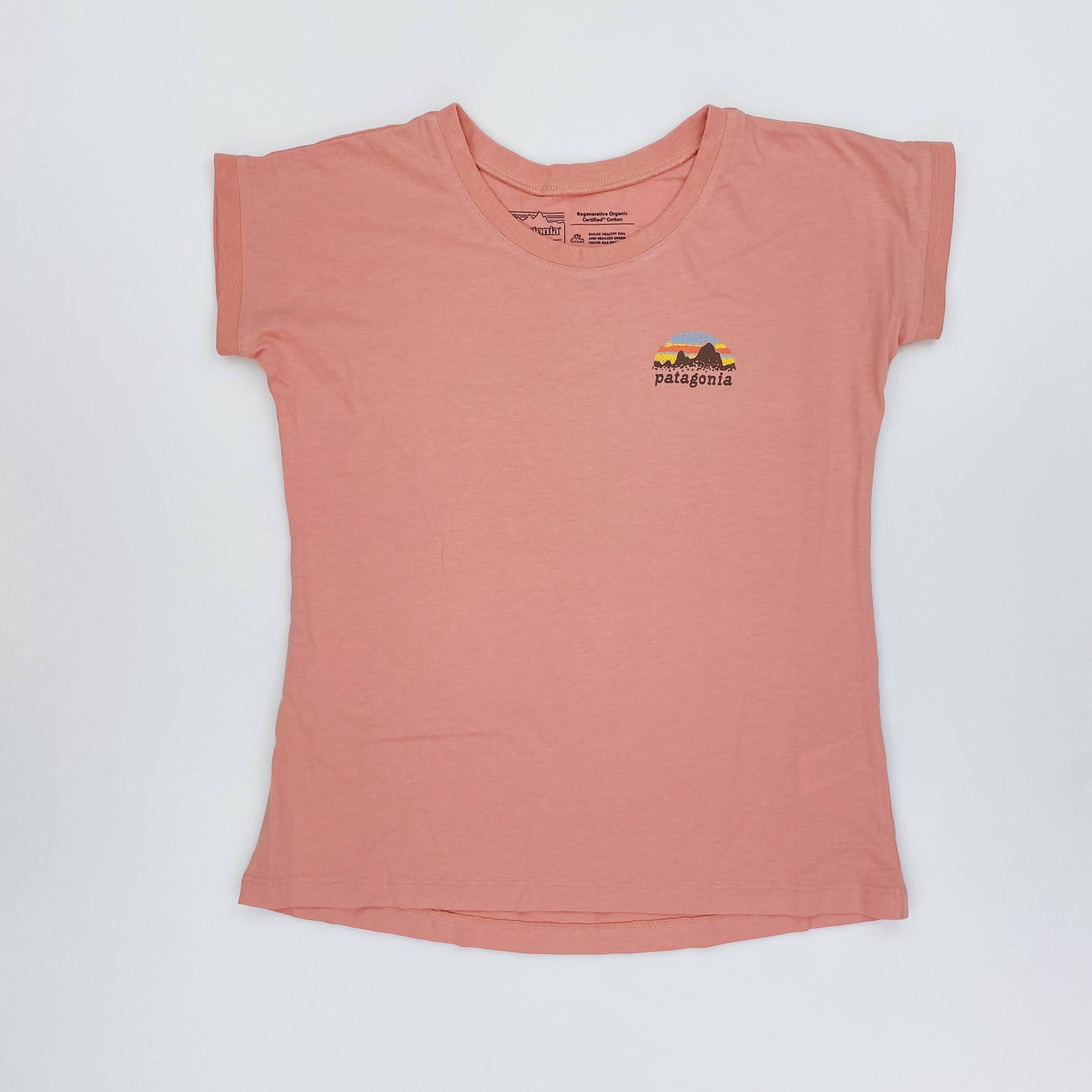 Patagonia Girls' Regenerative Organic Certified Cotton Graphic T-Shirt - Tweedehands T-shirt - Kinderen - Roze - M | Hardloop