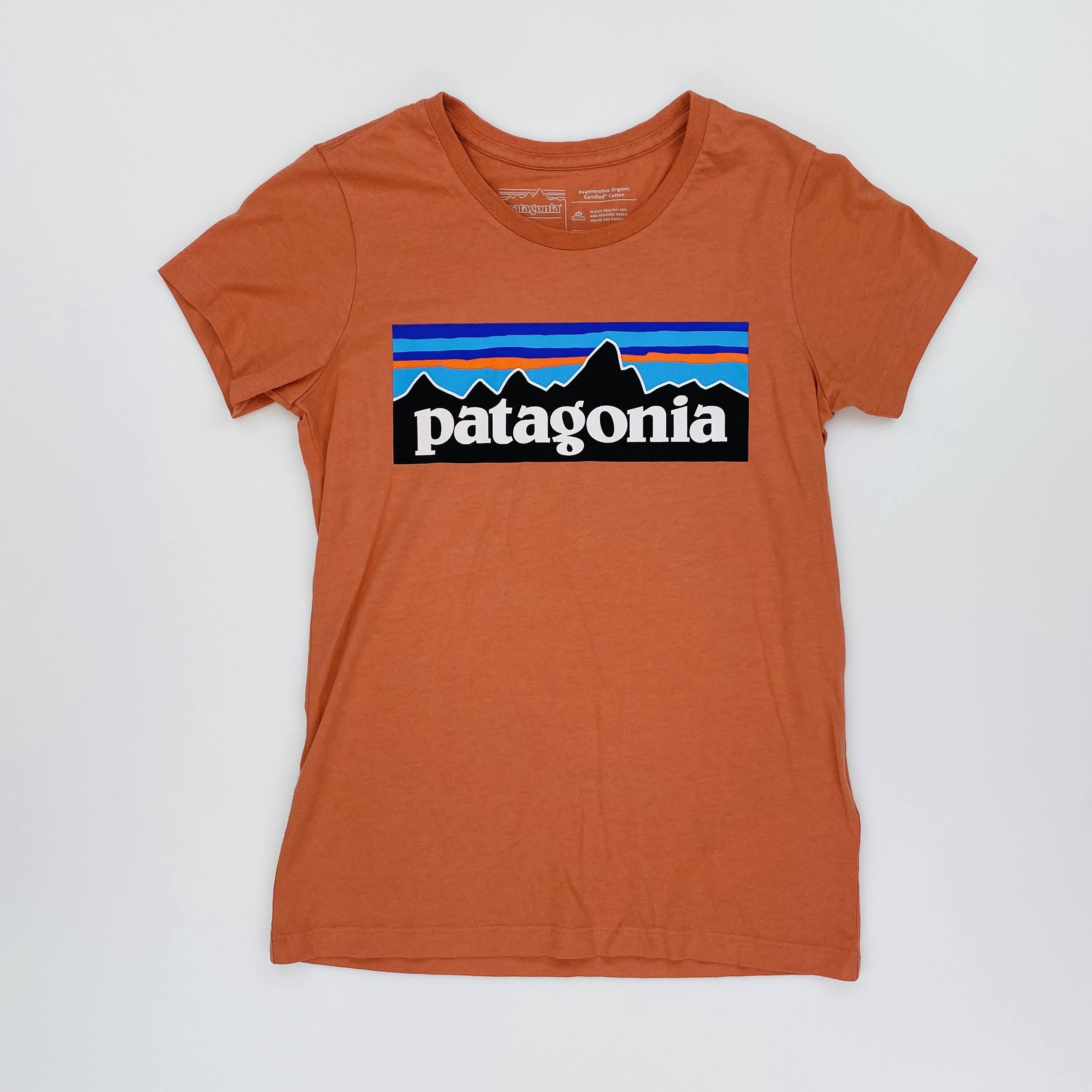 Patagonia Girls' Regenerative Organic Certified Cotton P-6 Logo T-Shirt - Tweedehands T-shirt - Kinderen - Oranje - M | Hardloop
