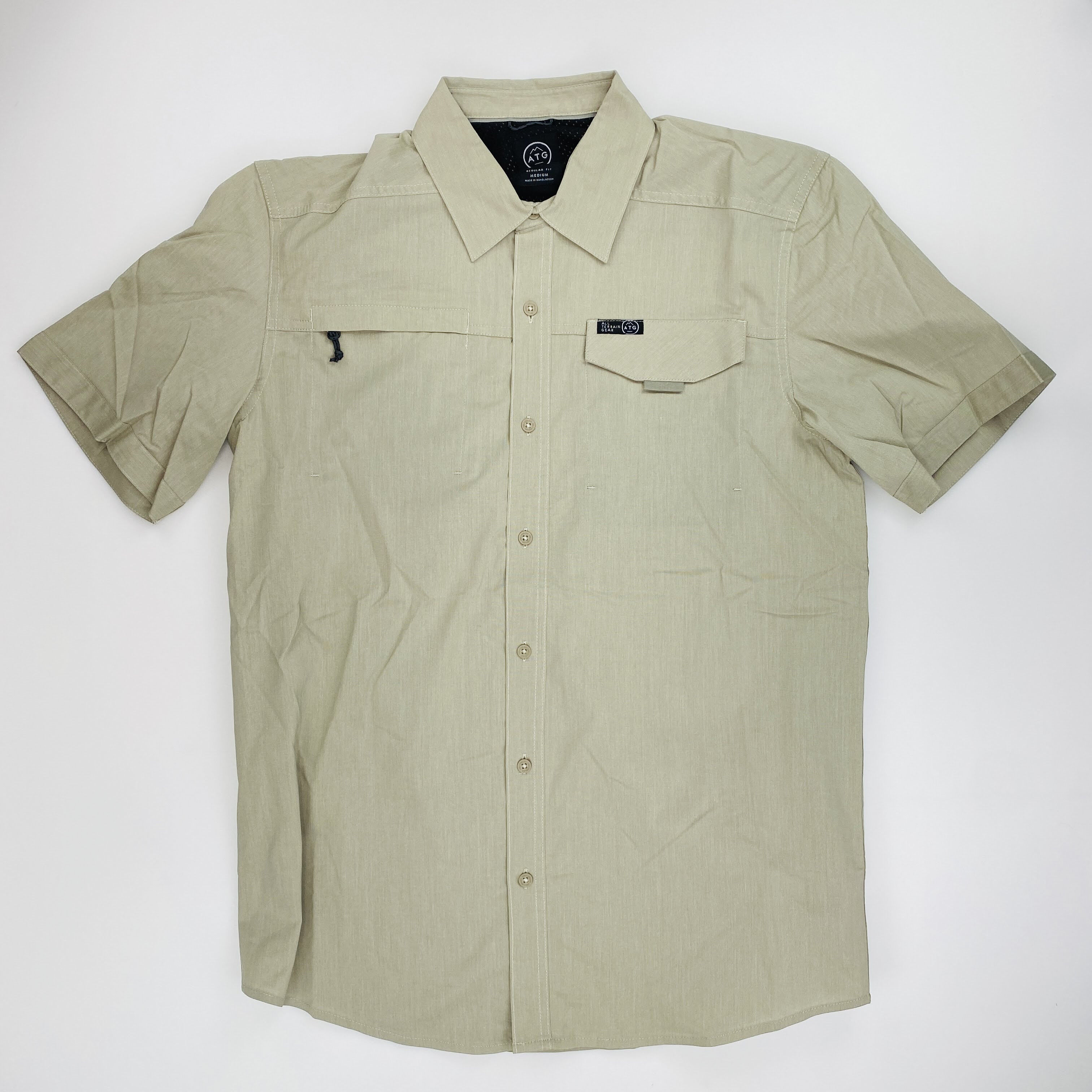 Wrangler Ss Asym Zippkt Shirt - Pre-owned Skjorte - Herrer - Beige - M | Hardloop