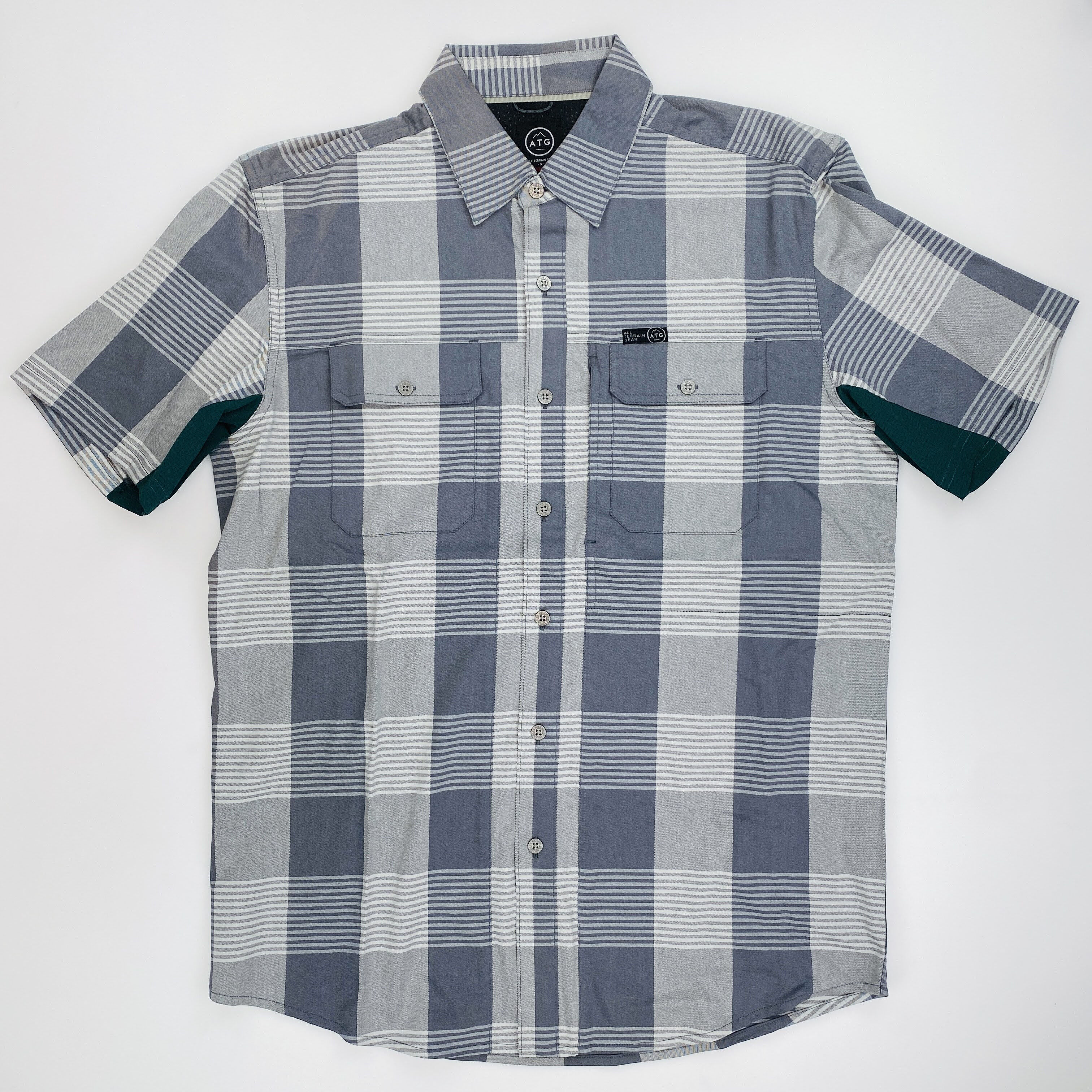 Wrangler Ss Mix Material Shirt - Tweedehands Overhemd - Heren - Grijs - M | Hardloop