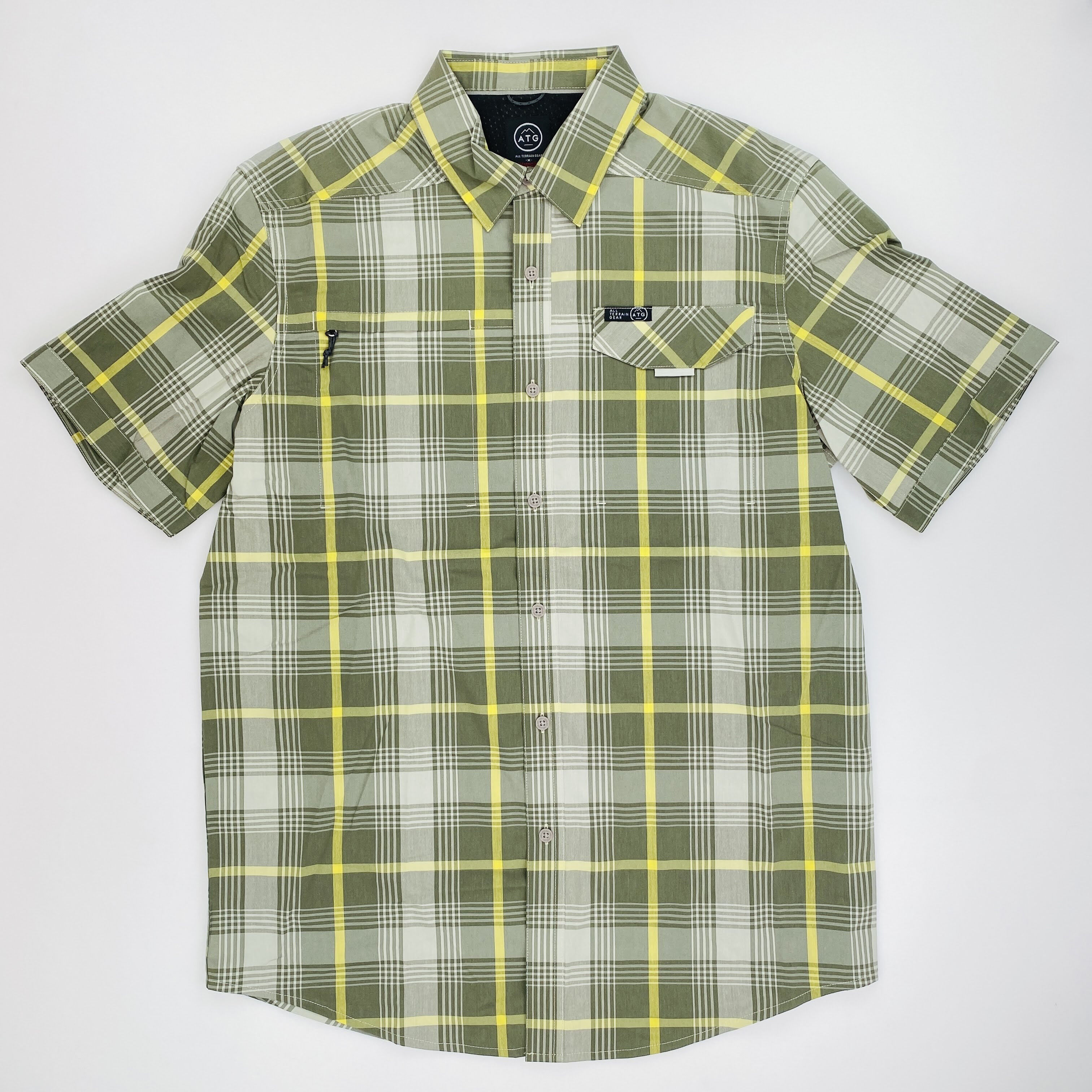 Wrangler Ss Asym Zip Pkt Shir - Second Hand Shirt - Men's - Olive green - M | Hardloop