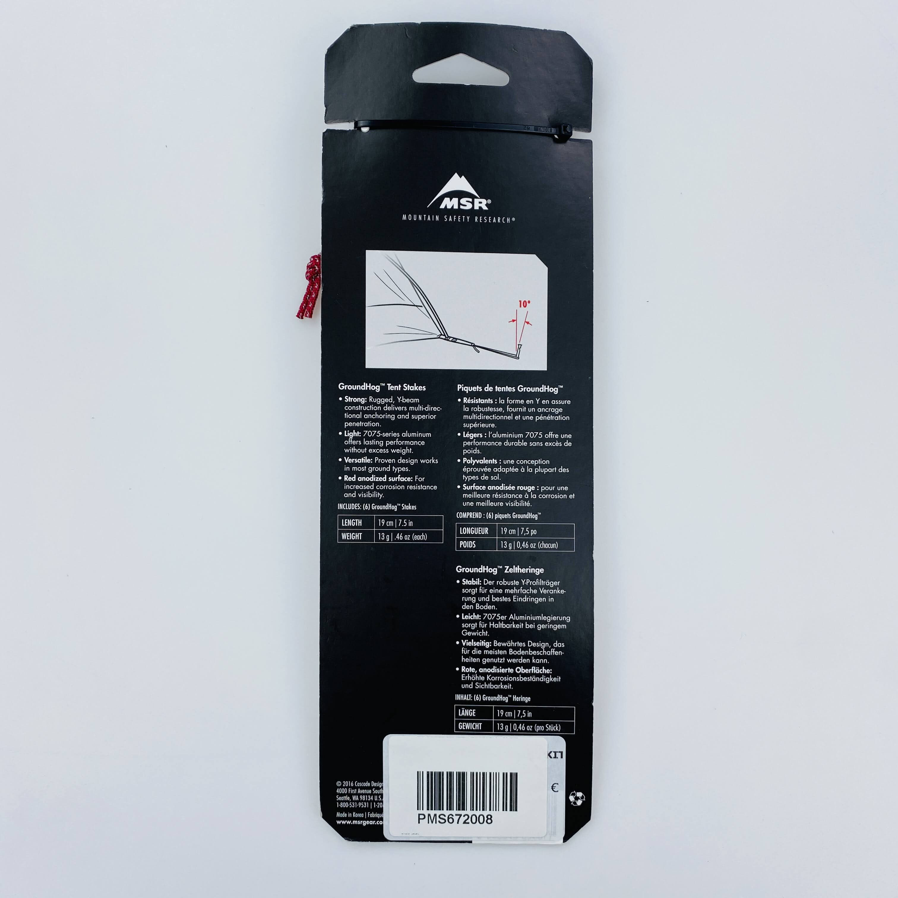 MSR Mini-Groundhog Stake Kit (6 St) - Pichetti da tenda di seconda mano - Rosso - Taglia unica | Hardloop