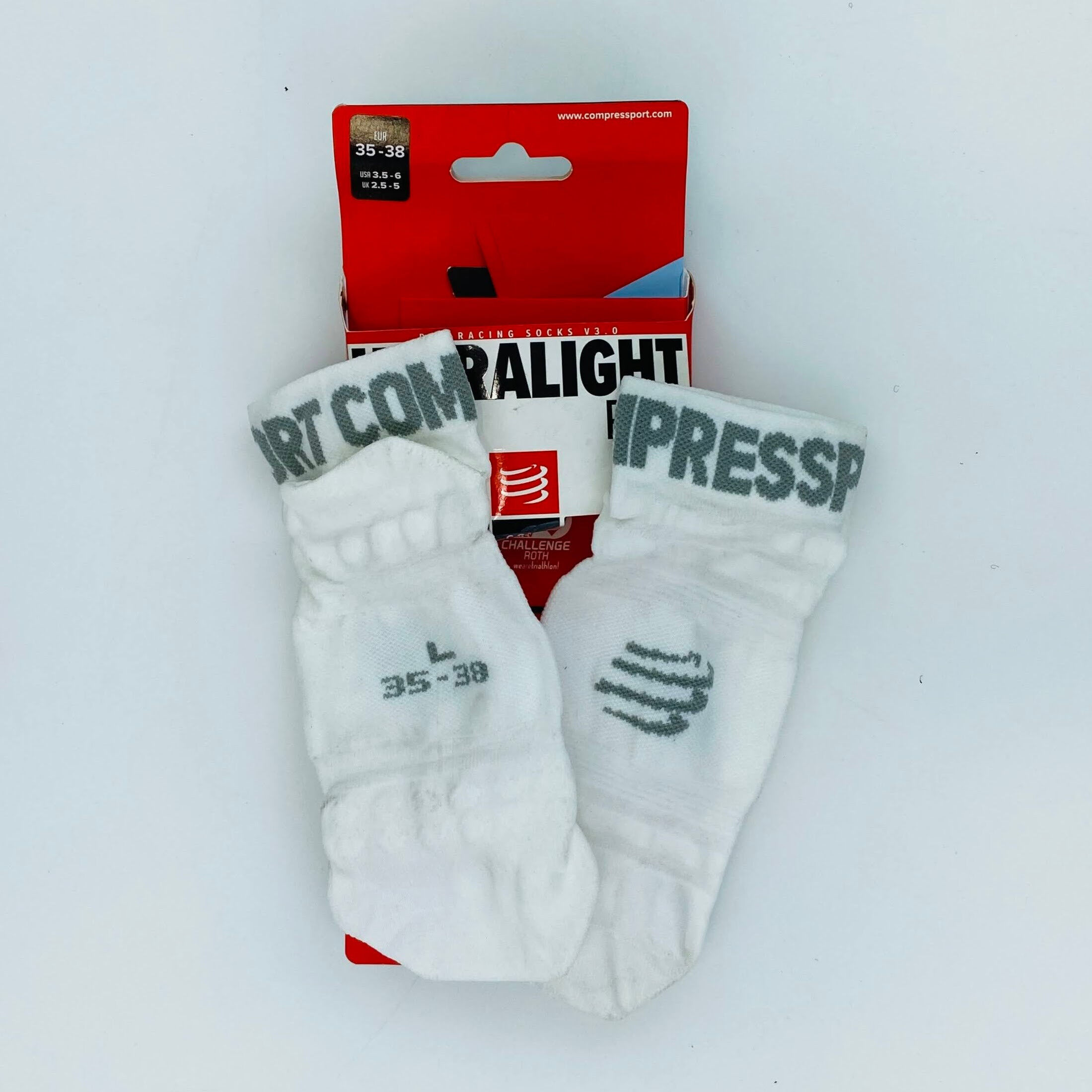 Compressport Pro Racing Socks v3.0 Ultralight R - Seconde main Chaussettes running femme - Blanc - 35 - 38 | Hardloop